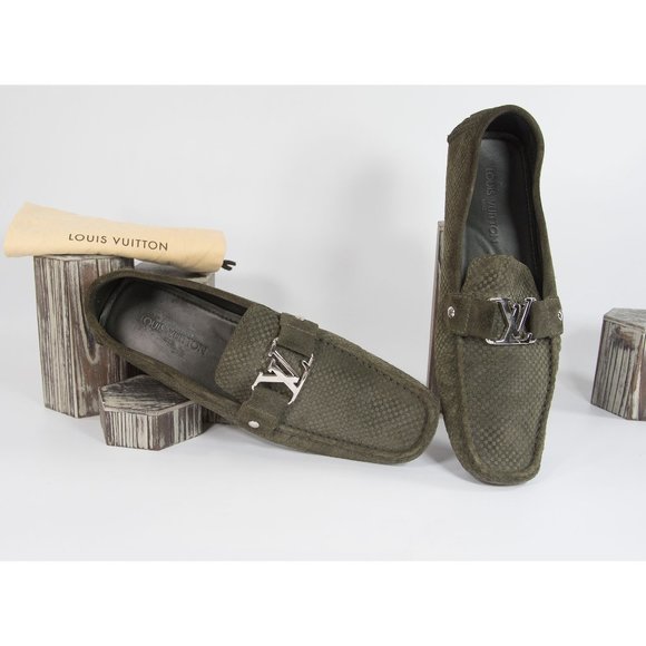 Louis Vuitton Monte Carlo Olive Suede Moccasins 12 - Picture 1 of 8